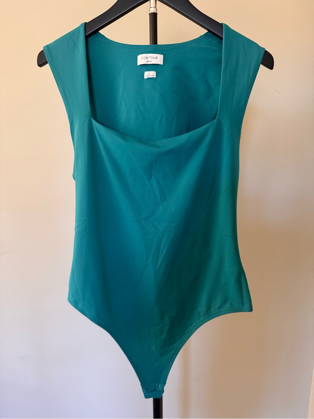 Aritzia Teal Square-Neck Sleeveless Bodysuit